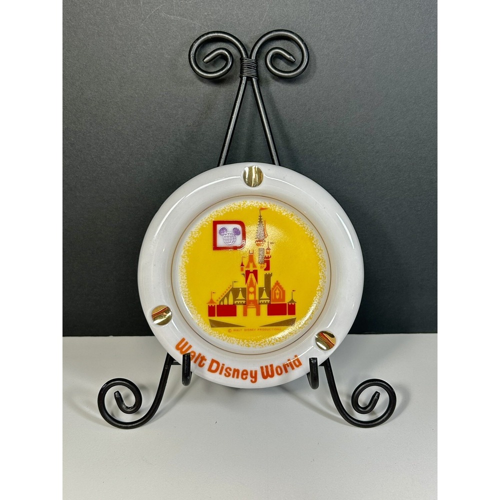 Vintage 1970s Walt Disney World Mouse Ears Logo Red Yellow Orange Japan Ashtray
